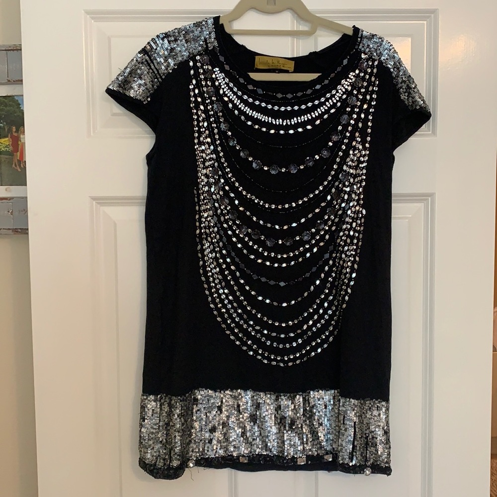 Nicole Miller Sequin Short Sleeve Dress - Medium